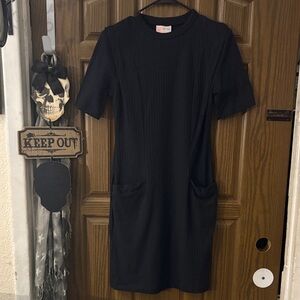 Vintage❗️Chic Black Ribbed Mini Dress